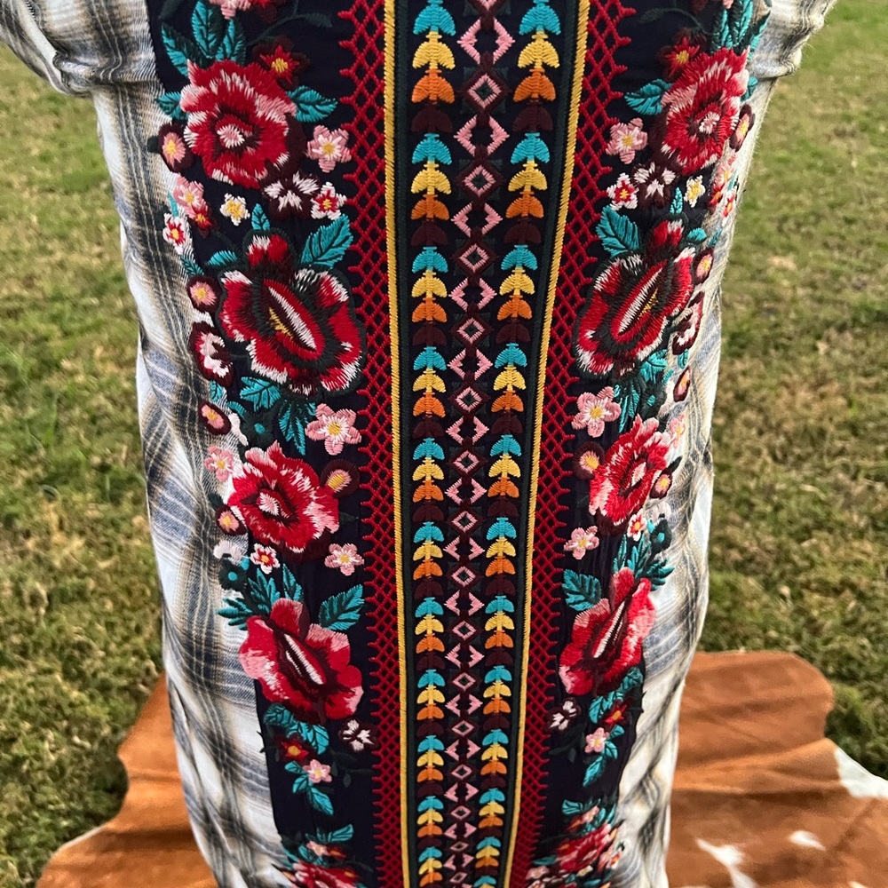 Embroidered Plaid duster western Navajo dress Fort Worth Stock Show & Rodeo